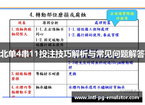 北单4串11投注技巧解析与常见问题解答